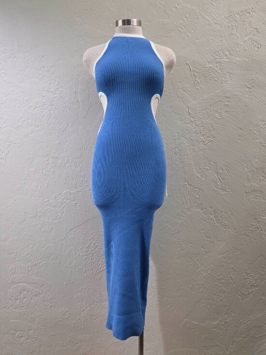 Bodycon Midi Ribbed Knit Racerback Dress - Picture 2 of 4